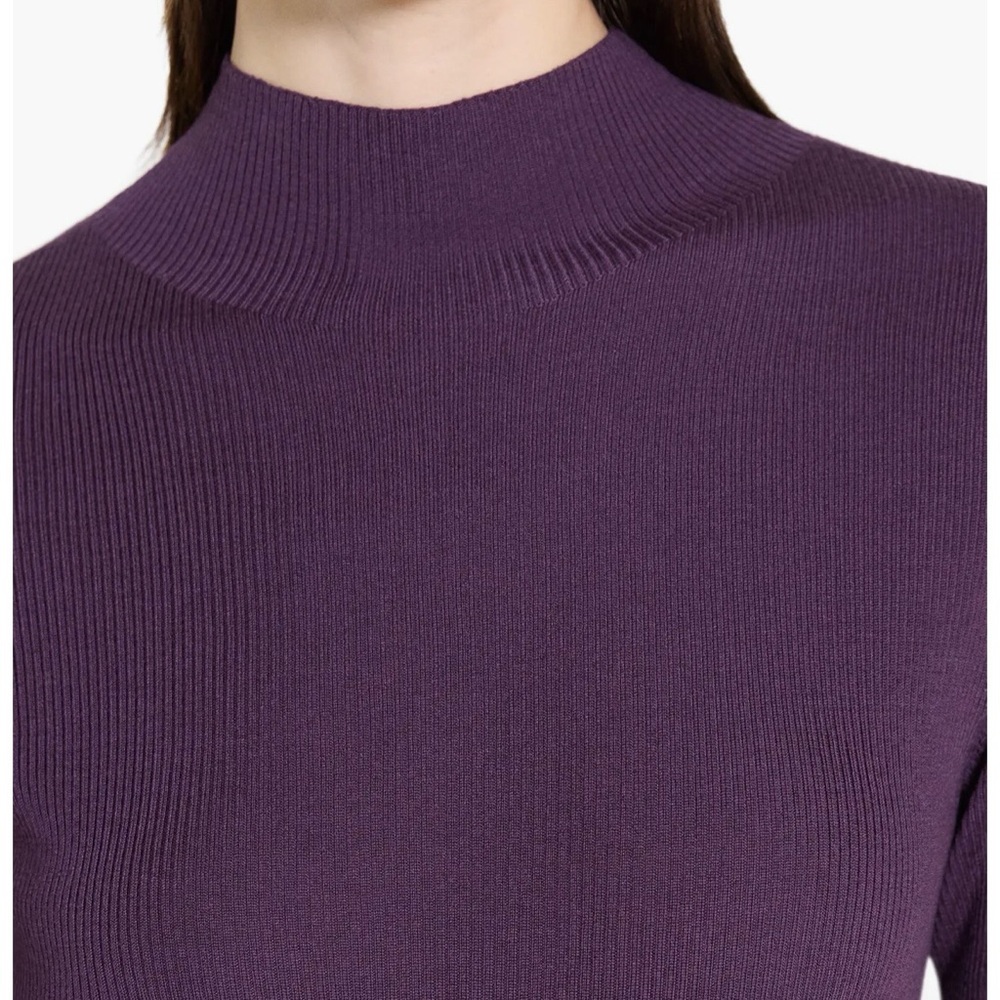 NWT Theory Leenda Merino Wool Mock Neck Sweater in Black Iris - Picture 3 of 5